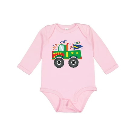 

Inktastic 1st Birthday Monster Truck Gift Baby Boy Long Sleeve Bodysuit