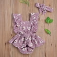 thumbnail image 6 of Douhoow 0-24M Newborn Girls Ruffle Floral Romper Backcross Jumpsuit +Headband Baby Sunsuit, 6 of 7