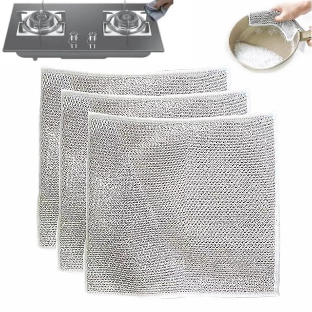 2-4pcs Multipurpose Wire Dishwashing Rags Scouring Washing Cloth For House Kitchen