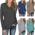 thumbnail image 2 of New Fall/winter 2022 Women's Slim-fit Plus-size Blouse With Long-sleeved Pullover And Zipper In Solid Color, 2 of 5