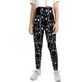 thumbnail image 2 of COEQINE Black Cat Print Girls Yoga Leggings Casual Pants Full Length Athletic Trousers High Waist Tummy Control, for 6-7 Years Kids Girls, 2 of 7