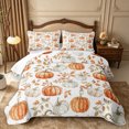 thumbnail image 2 of Erosebridal Pumpkin Leaves Twin Quilt Set 2 Pieces,Fall Harvest Twin Coverlet Set,Peach White,1 Bedspread and 1 Pillowcase, 2 of 7