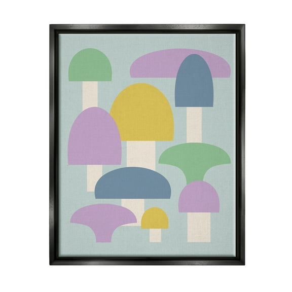 Stupell Industries Pastel Mushroom Shapes Botanical & Floral Painting Black Floater Framed Canvas Art Print Wall Art, 17 x 21