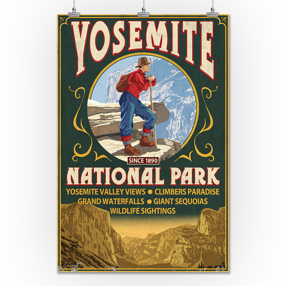 YOSEMITE VALLEY CALIFORNIA USA NATIONAL PARK HORSE RIDING VINTAGE POSTER REPRO 