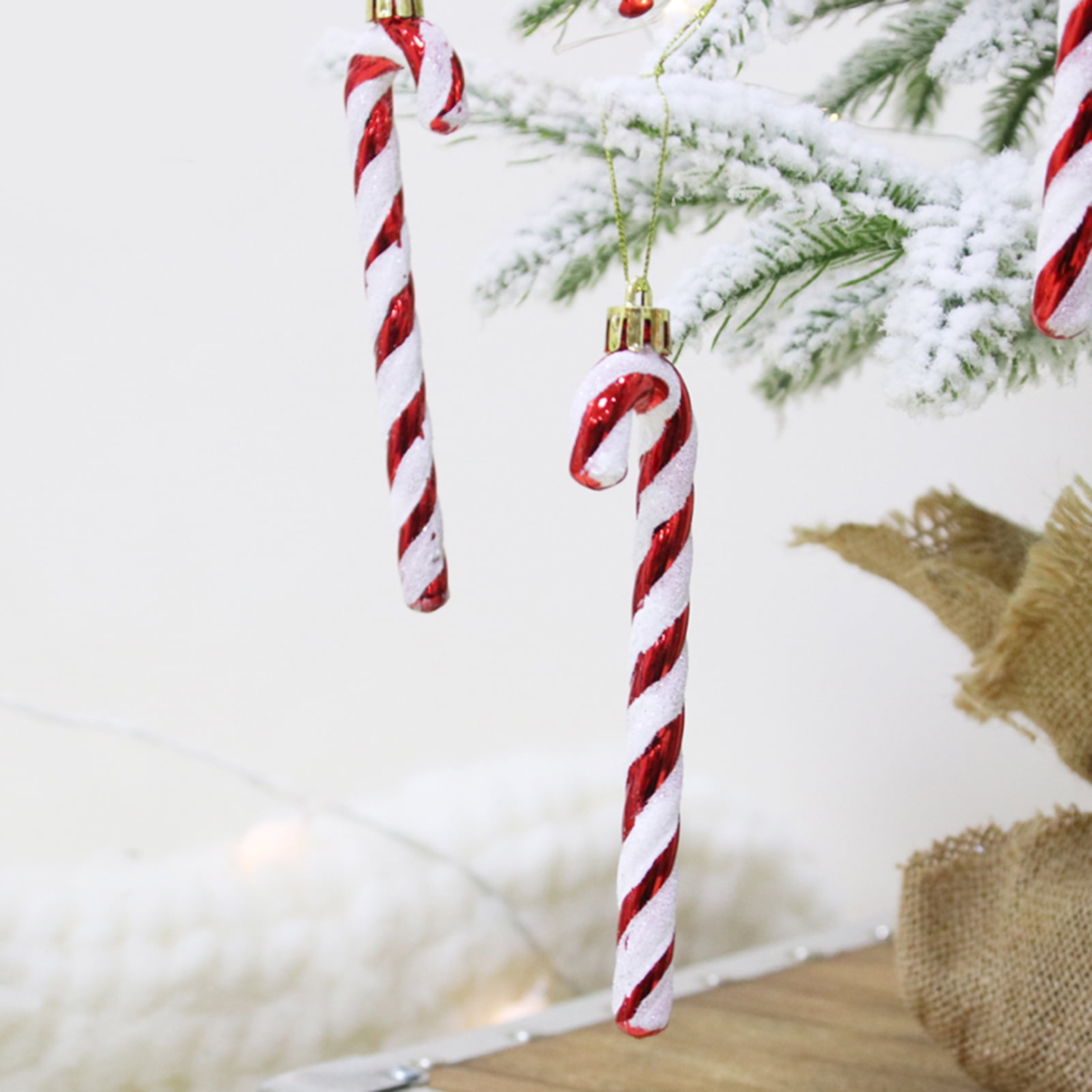 Visland 6PCS Christmas Hanging Candy Cane Ornaments, Mini Crutches Xmas Tree Hanging Decorations