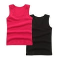 thumbnail image 2 of HAOTAGS Kids 2PC Tank Tops Girls Boys, Solid Cotton Summer（2-14） Round Neck Sleeveless Tops Black 7 Years, 2 of 3