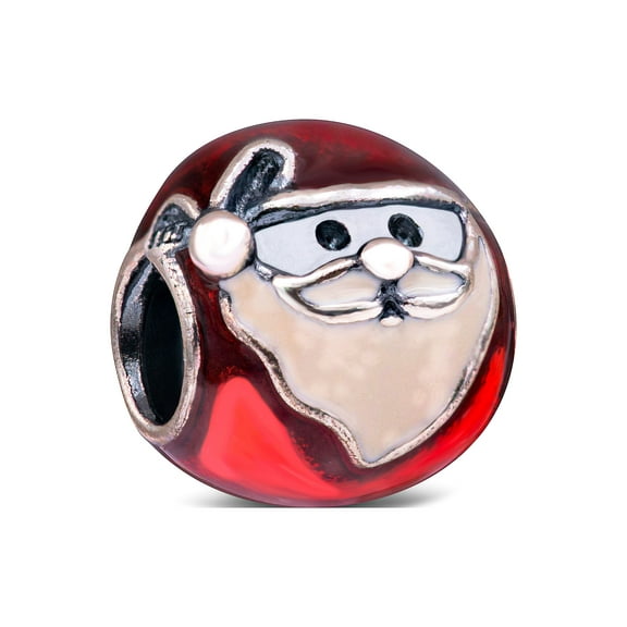 Authentic Jolly Santa in Sterling Silver w/Red & White Enamel, 791405ENMX