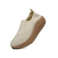 thumbnail image 6 of Pandaie Platform Loafers for Women Comfortable Slip on Casual Shoes Thick Bottom Lightweight Work Walking Running Shoes Beige 5.5, 6 of 8