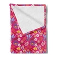 thumbnail image 2 of Floral Soft Flannel Fleece Throw Blanket, Tropical Illustration of Vibrant Flowers Palm Leaves and Other Plantation, Cozy Plush for Indoor and Outdoor Use, 50" x 70", Magenta Multicolor, by Ambesonne, 2 of 5