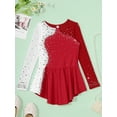 thumbnail image 2 of Miutii Kids Girls Long Sleeve Figure Ice Skating Dance Dress Gymnastics Skirted Leotard Lyrical Burgundy 16, 2 of 8