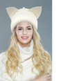 thumbnail image 3 of qolati Winter Knit Beanie Hat for Women Cute Ears Windproof Elastic Skull Cap Y2k Vintage Warm Crochet Hats, 3 of 3