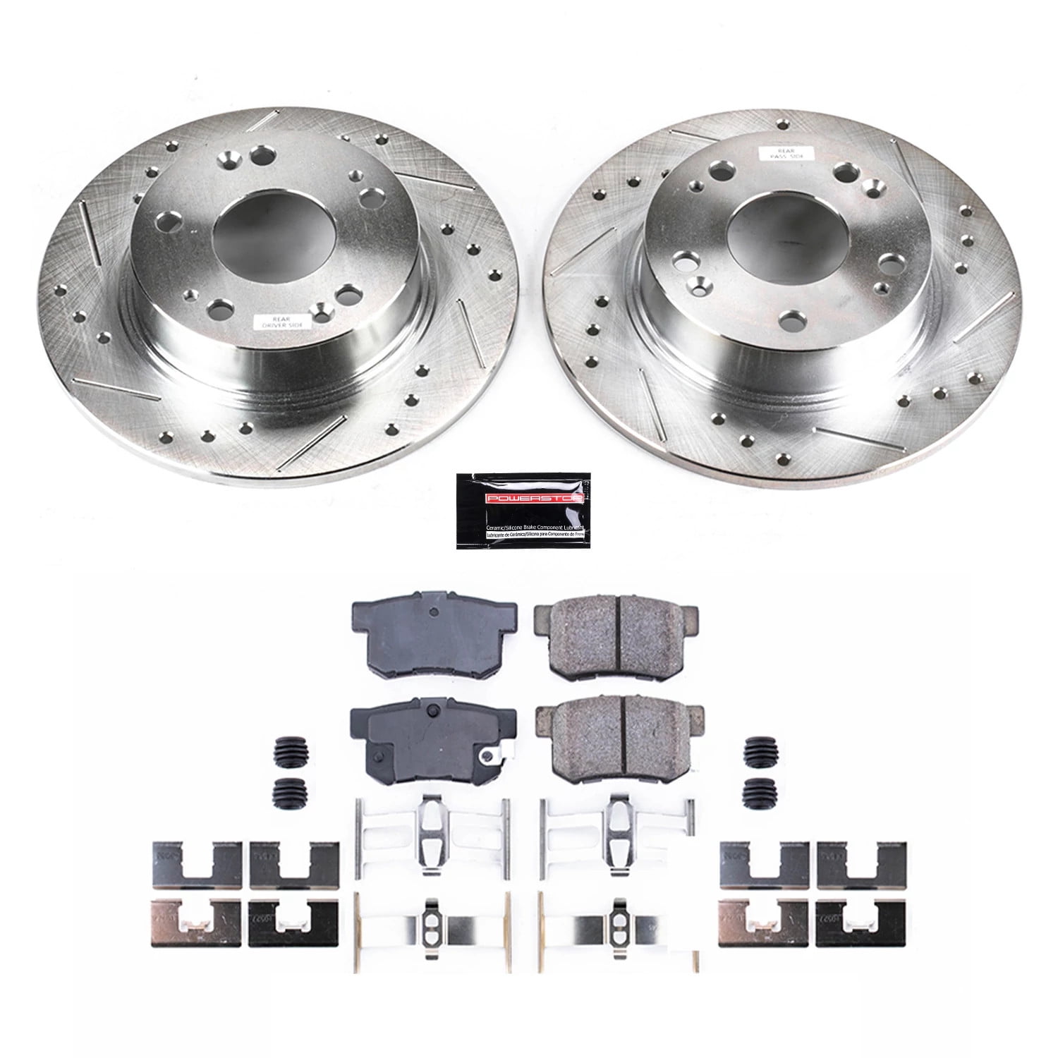 PowerStop Rear Z23 Evolution Sport Carbon-Fiber Ceramic Brake Pad and Drilled & Slotted Rotor Kit Fits: ACURA HONDA Select Models K2391