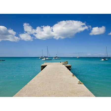 Wooden Pier on the Beach at Grand-Case on the French Side, St. Martin, Leeward Islands, West Indies Print Wall Art By Gavin