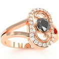 thumbnail image 2 of Split Band Black Onyx Diamond Cocktail Ring In 14k Rose Gold, 2 of 6