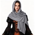 thumbnail image 2 of YOIAVAIOY Halloween Costume Women Medieval Hooded Scarf Cloak Vintage Frayed Wraps Witch Cosplay Shawl Gray Free Size, 2 of 7