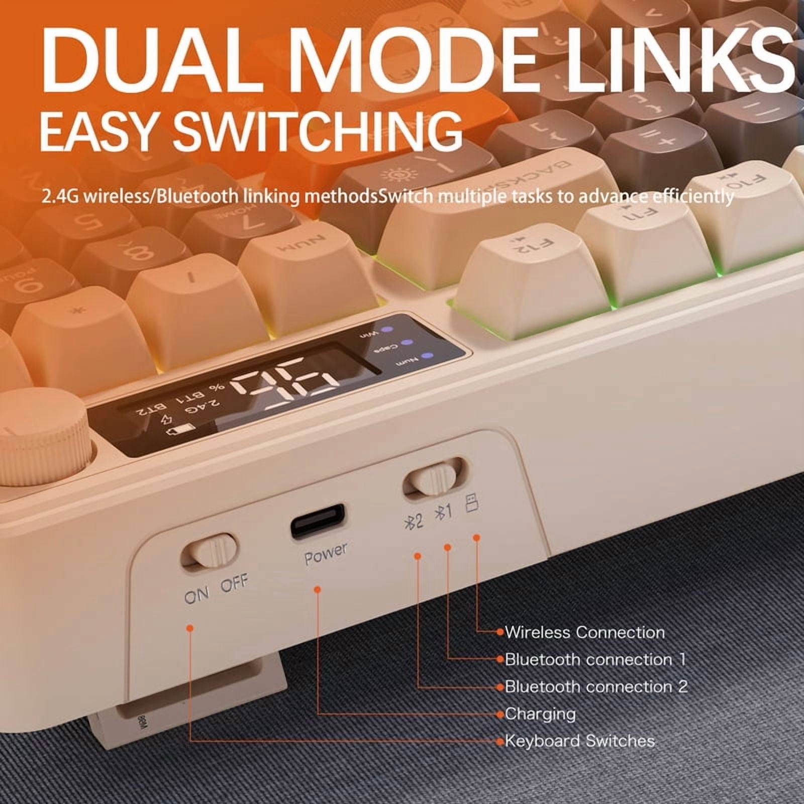M96 Screen Wireless Keyboard Mouse Kit ZIYOULANG Bluetooth Keyboard With Mouse Gaming,Electronic Screen, Multi-Device Connection