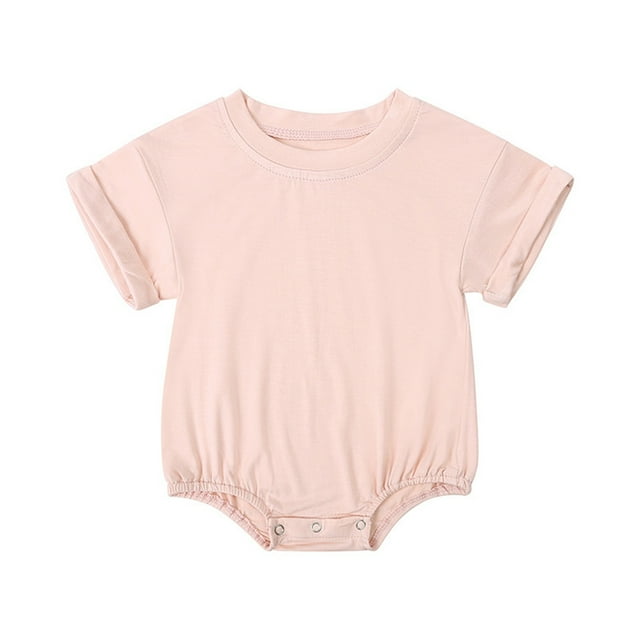 Timegard Newborn Onesie Toddler Boys Girls Short Sleeve Comfy Rompers Unisex Infant Outfits Solid Color
