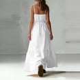 thumbnail image 6 of Womens V-Neck Spaghetti Strap Maxi Dress Adjustable Straps Button Front Lace Trim Beach Long Dress White, 6 of 7