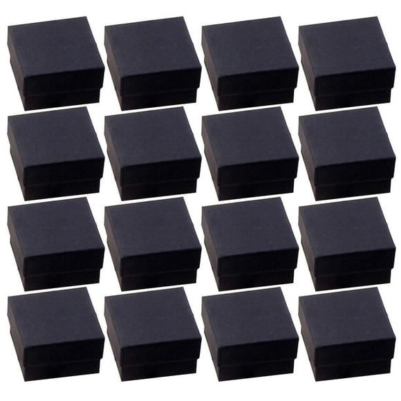 Caja de almacenamiento de caja de joyería de papel Kraft negro de 72 piezas de tamaño pequeño (negro)