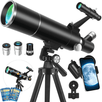 Telescope for Adults & Kids, 80mm Aperture 500mm Portable Refractor Telescope for Astronomy Beginners, with Tripod, Stickers, Smartphone Adapter, Backpack