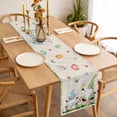 thumbnail image 3 of Table Runner 72 Inches Long for Kitchen Dining, Happy Easter Dresser Scarf Farmhouse, Dining Table Decorations for Wedding/Parties, Green Blue Gnomes Bunny Flowers Striped 14 x 72 In, 3 of 8