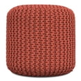 thumbnail image 4 of Pemberly Row Traditional Boho Round Fabric Knitted Pouf in Orange, 4 of 9