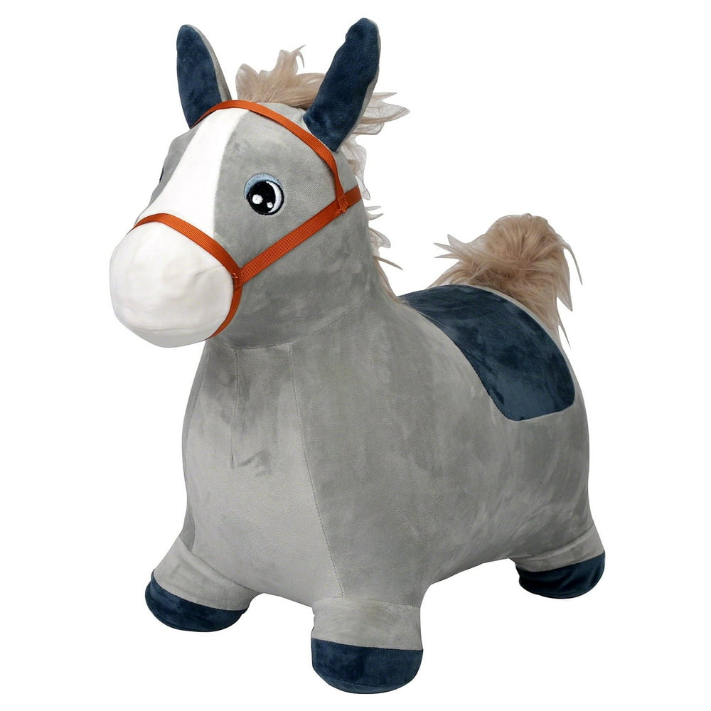 Inflatable Plush Animal Bouncing Hopping Ride on Toy w/ Removable and Washable Cover, Hand Air