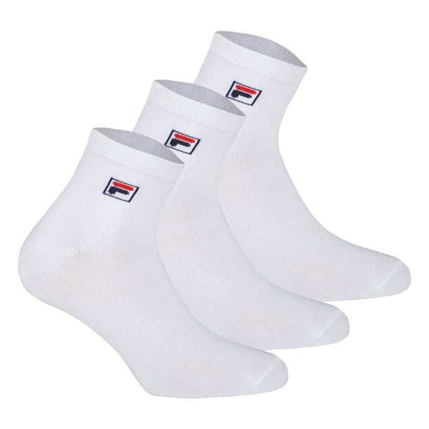 FILA Calcetines de Cuarto de Milla Unisex, 3 pares - Calcetines cortos, Sport, Logotipo Cintura, uni, 35-46 Blanco EU 43-46