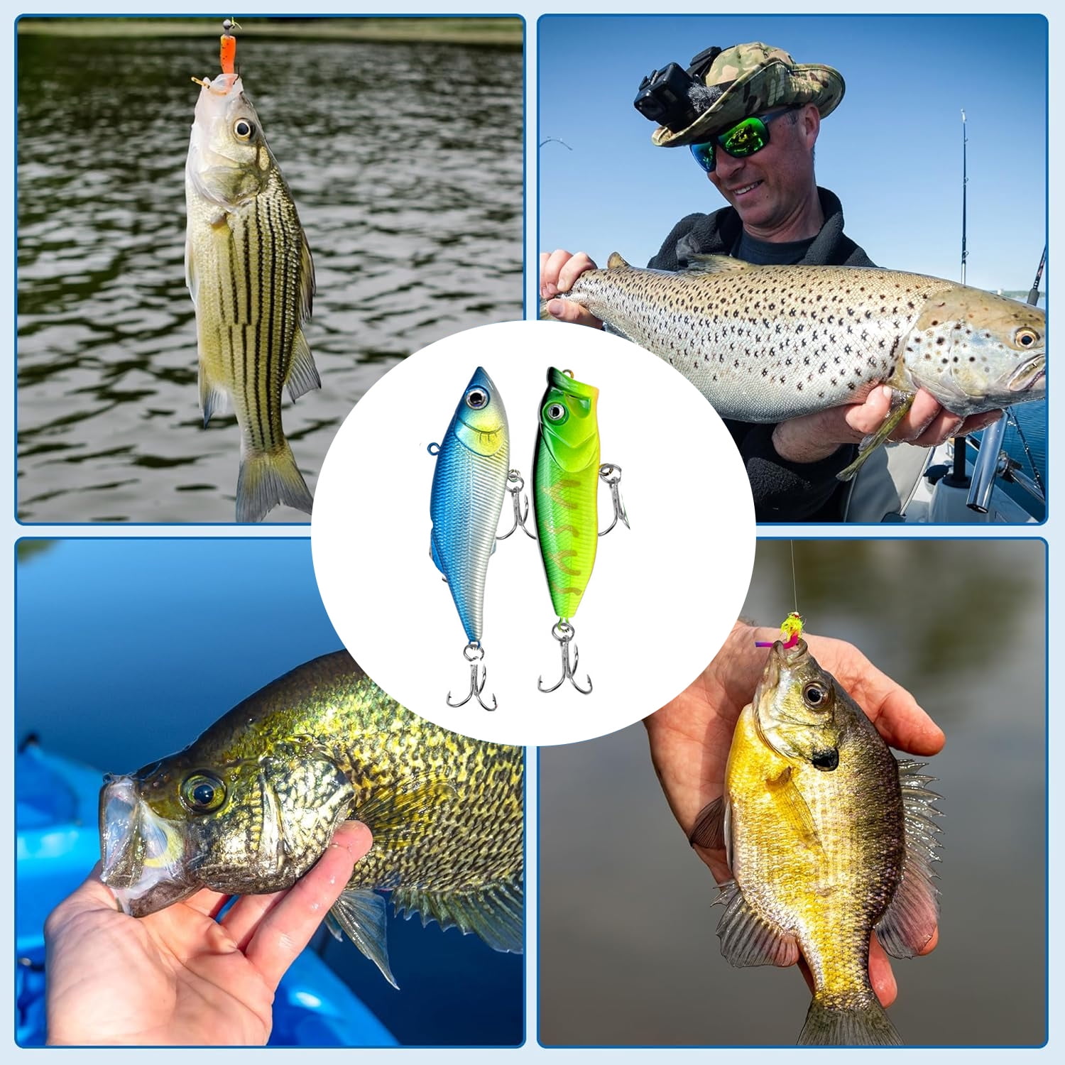 GoXteam 288pcs Fishing Lures Kit Set, Baits Tackle Including Crankbaits, Topwater Lures, Spinnerbaits, Worms, Jigs, Hooks, Tackle Box and More Fishing Gear Lures for Bass Trout