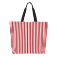 thumbnail image 1 of Fotbe Red And White Stripes Bolsa Tote Estética de Lona con Estampado para Mujer - Bolsa Reutilizable de Hombro Casual para Vacaciones, Compras, Trabajo y Gimnasio, 1 of 8