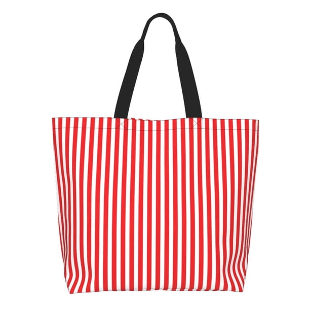 Easygdp Red And White Stripes Bolsas Tote para Mujer, Bolsos de Hombro para Viaje, Bolsos de Mano de Gran Capacidad para Compras y Trabajo
