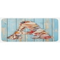 thumbnail image 1 of Letter a Kitchen Mat, Letter with Seashells on Pale Wooden Board Invertebratesnimal, Plush Decorative Kitchen Mat with Non Slip Backing, 47" X 19", Dark Coral Pale Blue, by Ambesonne, 1 of 1