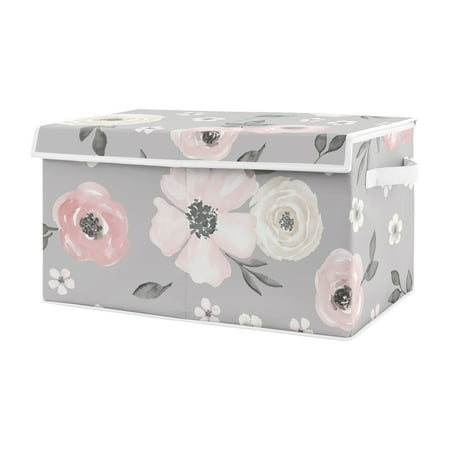UPC: 0846480088998 | Watercolor Floral Grey Storage Fabric Toy Box by Sweet Jojo Designs