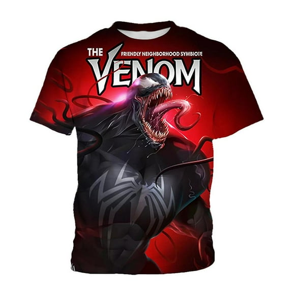 T-Shirt Imprimé 3d pour Garçons Venom, Superhéros Créatif, Manches Courtes, Haut Graphique Décontracté, 5-9 Ans