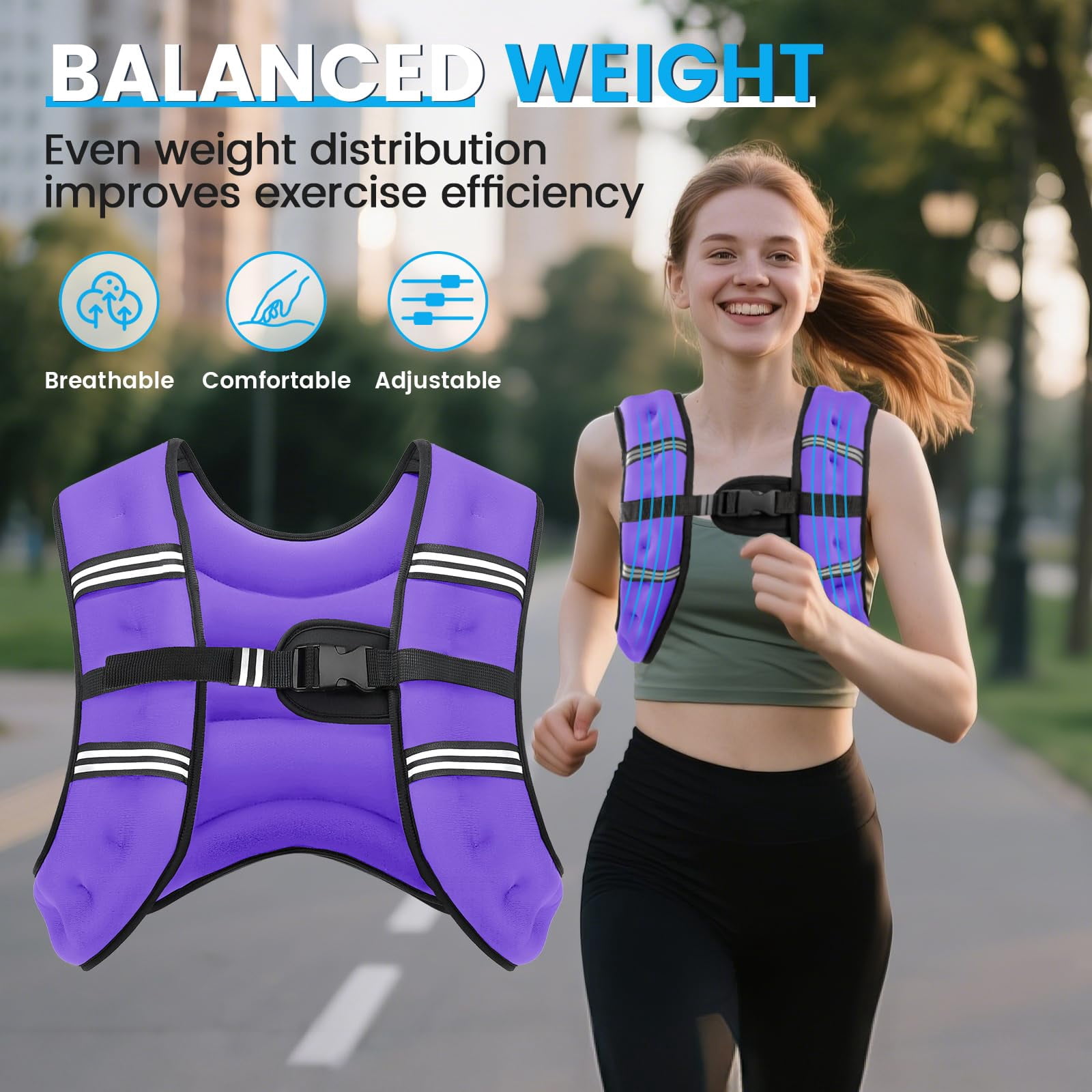 Purple 8LB Weighted Vest for Men and Women Workout Fitness
