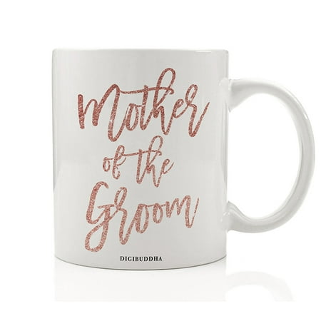 Pink Mother of the Groom Coffee Mug Gift Idea Favor for Groom's Mom Engaged Couple to Parents Thank You Engagement Wedding Rehearsal Dinner Present from Son 11oz Ceramic Tea Cup Digibuddha