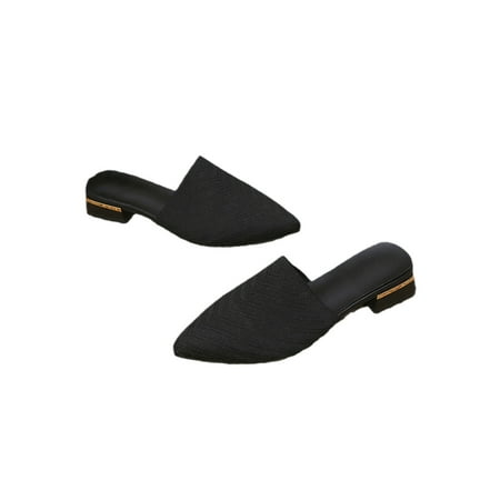 

Daeful Womens Heels Sandals Slip On Walking Sandal Closed Pointy Toe Mules Fashion Block Chunky Slides Ladies Comfort Clogs Black 5