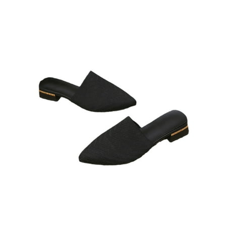 

Welliumy Women Heels Sandals Slip On Walking Sandal Block Chunky Mules Work Clogs Street Lightweight Closed Pointy Toe Slides Black 5