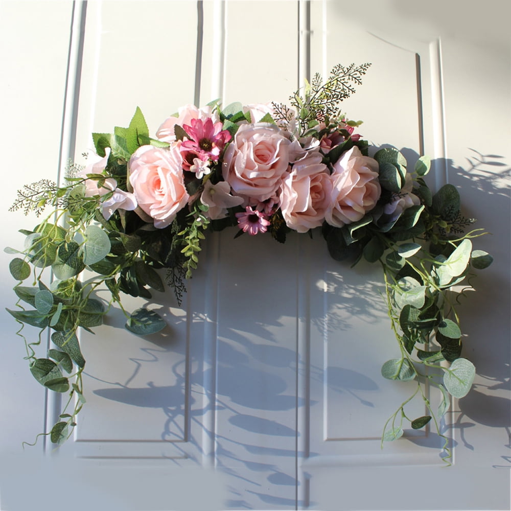 Wedding Artificial Peony with Green Leaves Swag Firlar 30 Inch Decorative Floral Swag Front Door Peony Floral Arch Garland Swag for Wedding Party Home Decor.