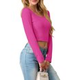 thumbnail image 3 of Cueply Womens Long Sleeve Shirts Spring Fall Fashion 2025 Basic Crop Tops Going Out Square Neck Tees Shirts Workout Outfits Y2k Clothes, 3 of 6