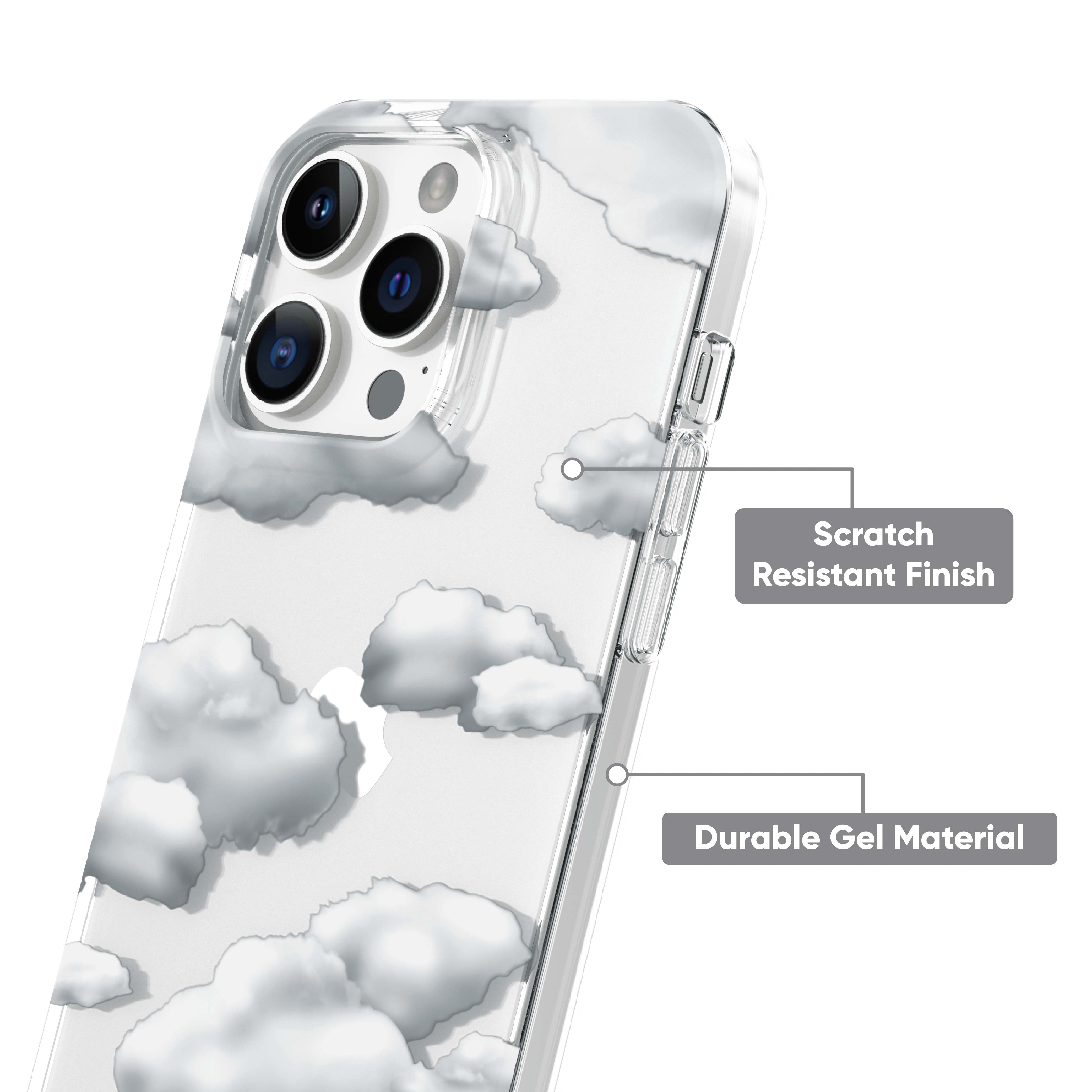 onn. Phone Case for iPhone 14 Pro Max, Puffy Clouds
