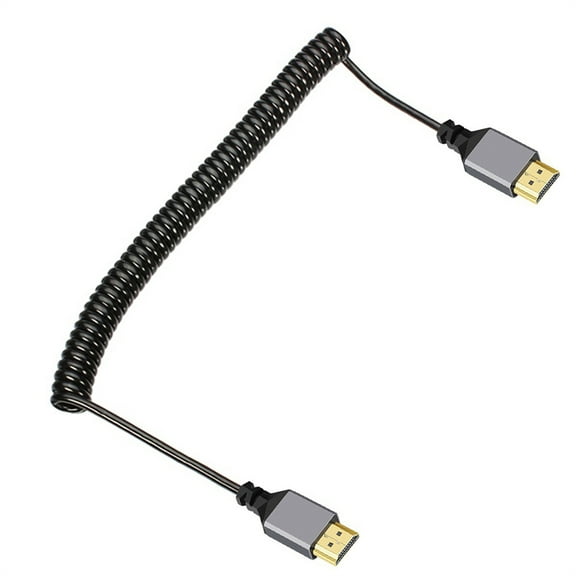 FVH HDMI 2.0 Male to HDMI Male 4K 60hz Stretch Coiled Cable Straight Connector for HDTV Computer Laptop Monitor