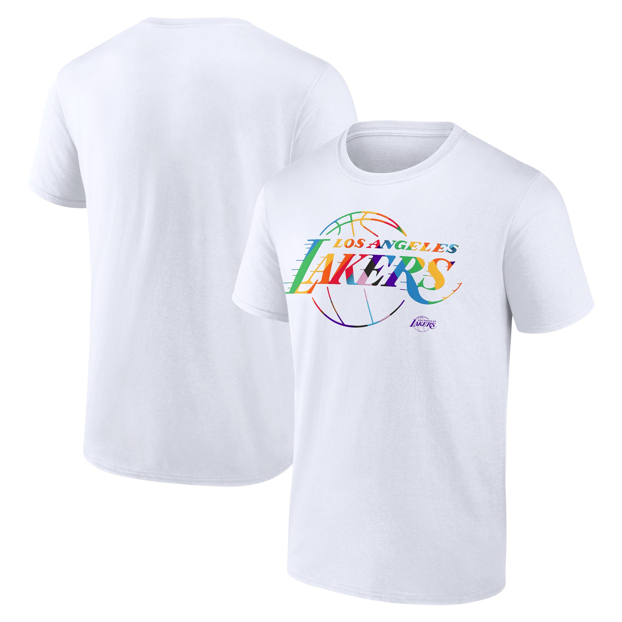Men's White Los Angeles Lakers Team Logo Pride T-Shirt