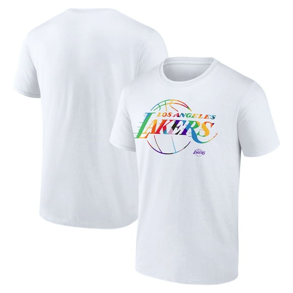 Men's White Los Angeles Lakers Team Logo Pride T-Shirt