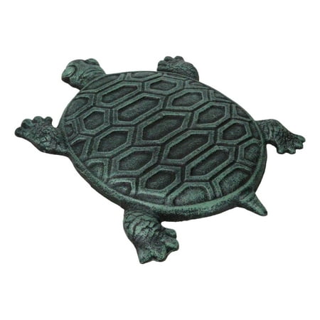 Cast Iron Verdigris Marine Sea Turtle Patterned Shell Garden Stepping Stones