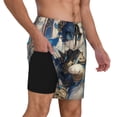 thumbnail image 2 of Sikiie Exotic Blue Cat Print Men's Double Layer Swimming Trunks, Adjustable Waistband and Pockets Sports Swimming Trunks, Beach Swimwear-3X-Large, 2 of 6