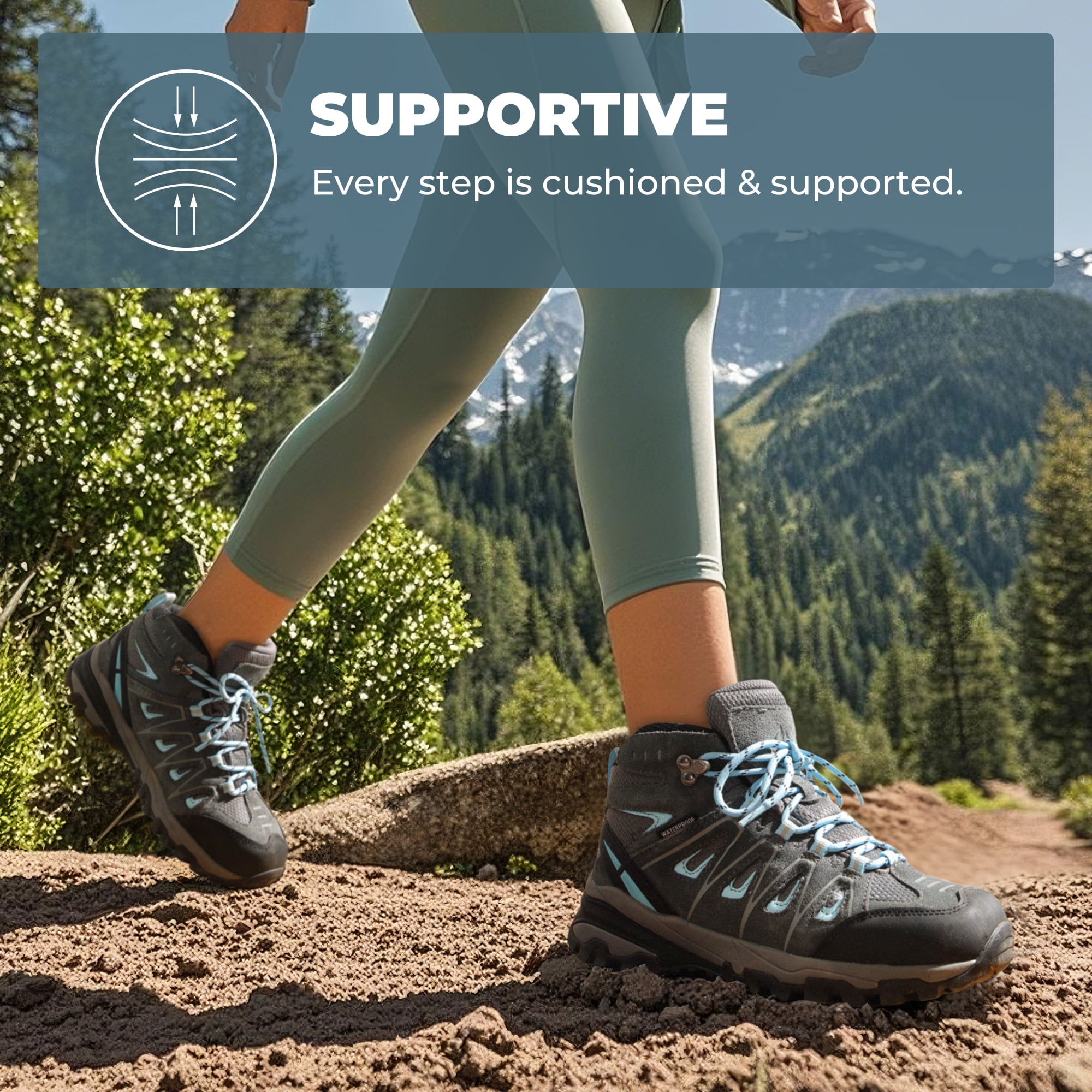 BURUDANI Women's Waterproof Hiking Boots Outdoor Trekking Camping Trail Hiking Boot Wide Width.