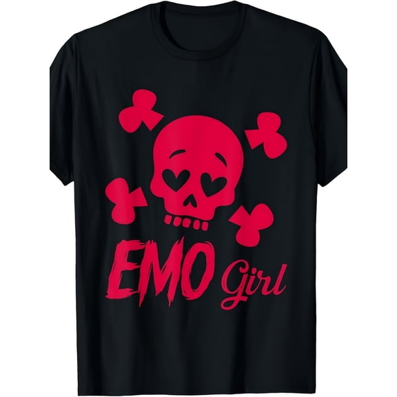 Girls' Gothic Pink Skull Heart Eyes Emo T-Shirt