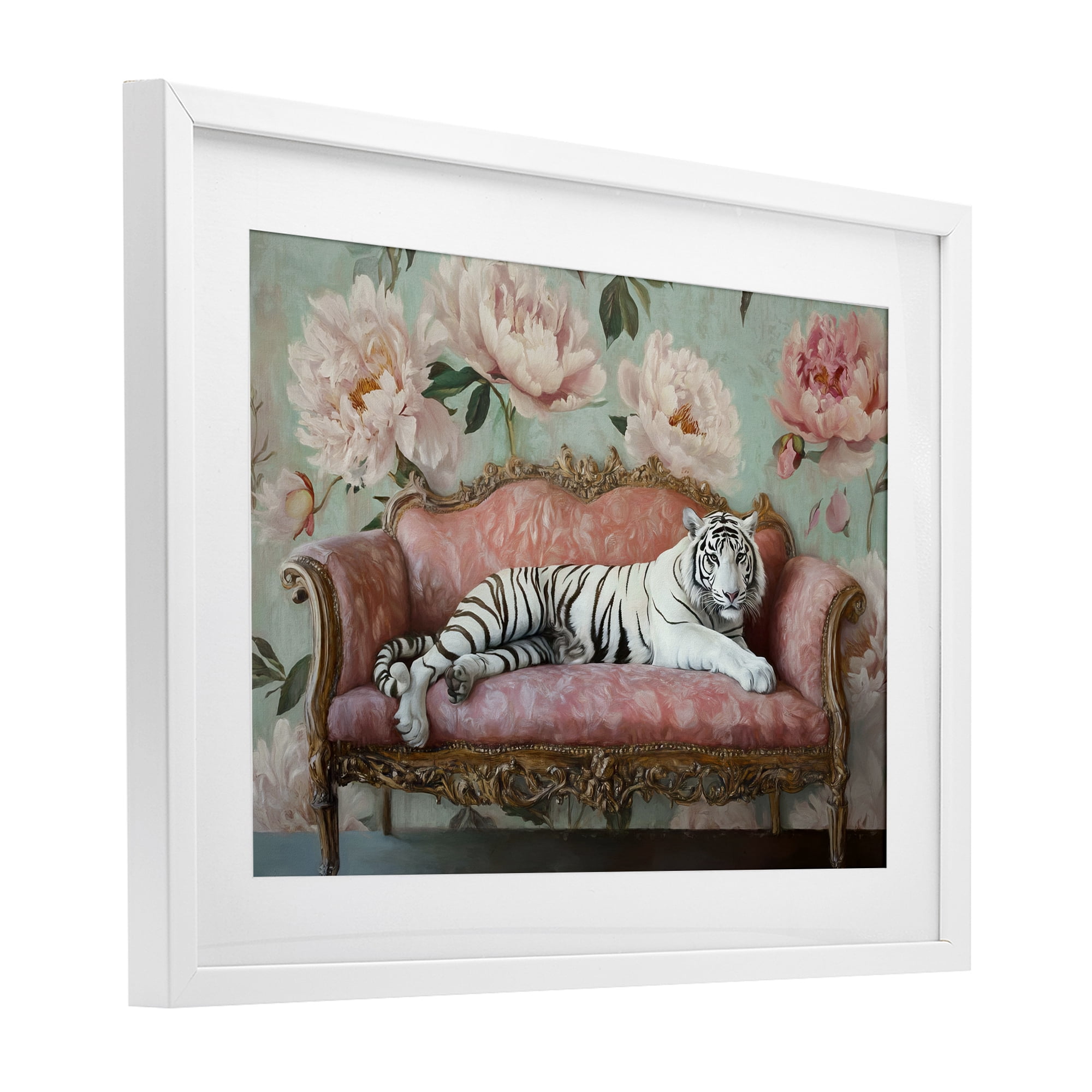Stupell Industries Where The Tiger Dreams White Framed Print Under Glass, design by Tina LeCour