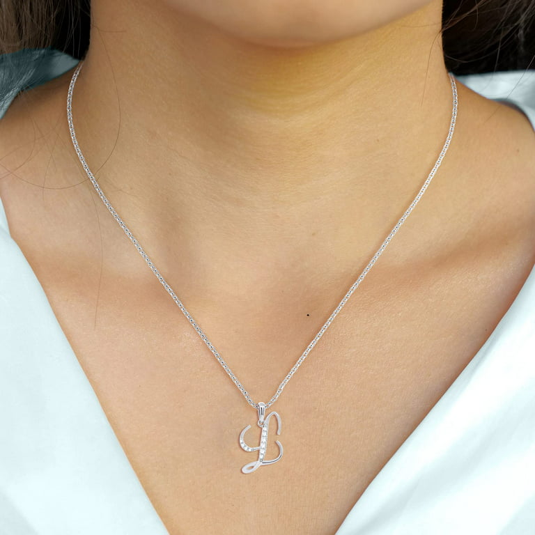 Dangling Cursive Initial Charms Pendants Necklace - Round Cut Simulated  Diamond in 18K White Gold Over Silver Alpahbet L Letter Personalized Coin  Name Necklaces for Womens Girls Best Gifts 